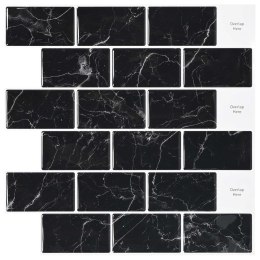 VidaXL Kafelka subway 10 pcs Czarny marmur 30 x 30 cm Poliuretan i PET