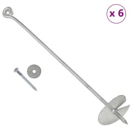 VidaXL Kotwa ziemna 6 pcs srebrny Ø10 x 60 cm Galwanizowany metal