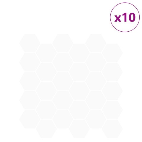 VidaXL Płytka heksagonalna 10 pcs Biały 30 x 30 cm Poliuretan i PET