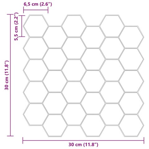 VidaXL Płytka heksagonalna 10 pcs Biały 30 x 30 cm Poliuretan i PET