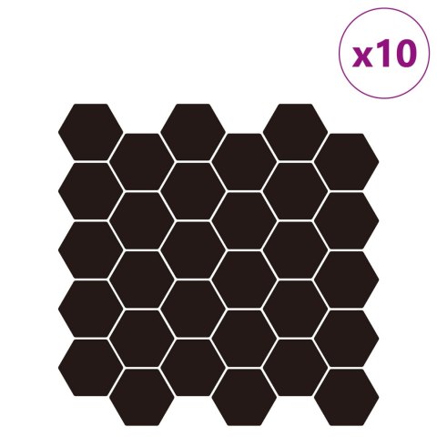 VidaXL Płytka heksagonalna 10 pcs Czarny 30 x 30 cm Poliuretan i PET