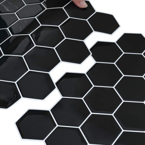 VidaXL Płytka heksagonalna 10 pcs Czarny 30 x 30 cm Poliuretan i PET