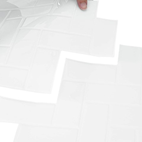 VidaXL Płytka w jodełkę 10 pcs Biały 30 x 30 cm Poliuretan i PET
