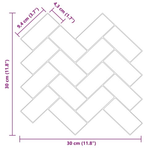 VidaXL Płytka w jodełkę 10 pcs Biały 30 x 30 cm Poliuretan i PET