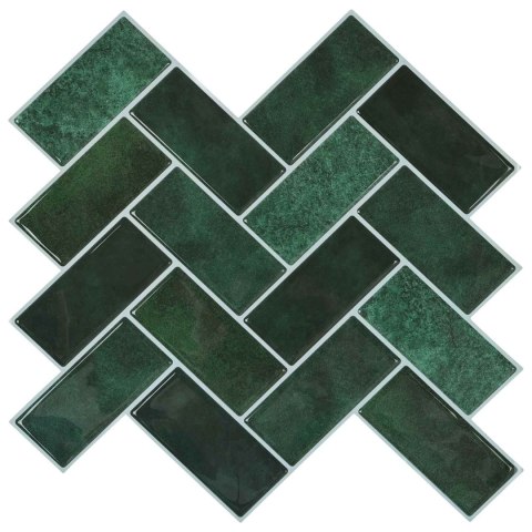 VidaXL Płytka w jodełkę 10 pcs Ciemnozielony 30 x 30 cm