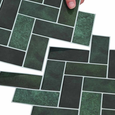 VidaXL Płytka w jodełkę 10 pcs Ciemnozielony 30 x 30 cm