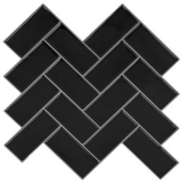 VidaXL Płytka w jodełkę 10 pcs Czarny 30 x 30 cm Poliuretan i PET