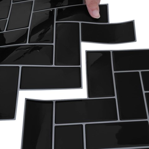 VidaXL Płytka w jodełkę 10 pcs Czarny 30 x 30 cm Poliuretan i PET