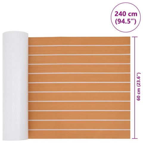VidaXL Mata Łodziowa Paski Brązowy i biały 240 x 60 cm EVA