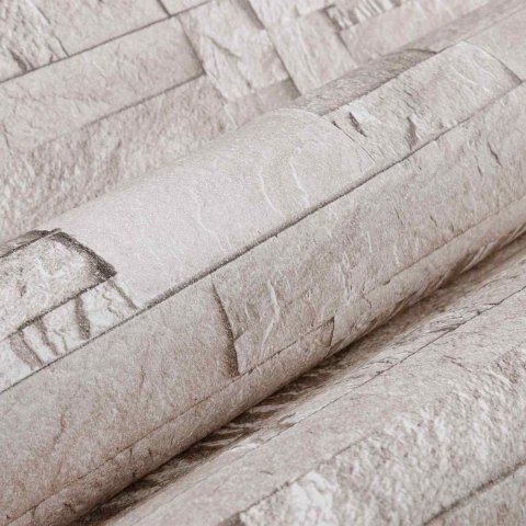 VidaXL Tapeta 3D z kamieniem kremowy 10 x 0,53 m Tkanina nienałożona