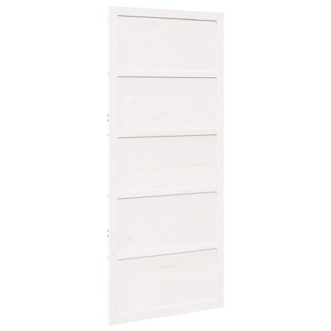 VidaXL Drzwi do stodoły Biały 100 x 2,5 x 208 cm Lite drewno sosnowe