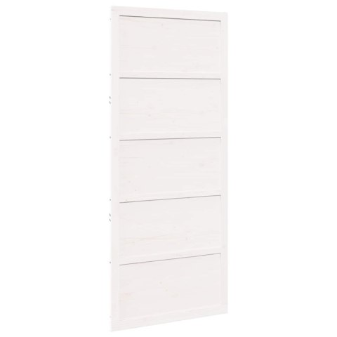 VidaXL Drzwi do stodoły Biały 100 x 2,5 x 208 cm Lite drewno sosnowe