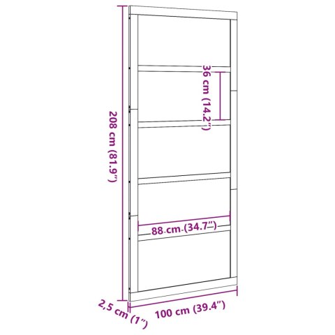 VidaXL Drzwi do stodoły Biały 100 x 2,5 x 208 cm Lite drewno sosnowe