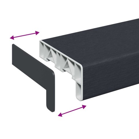 VidaXL Parapet okienny Antracytowy z rysunkiem drewna PVC