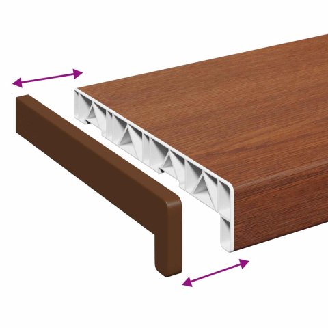 VidaXL Parapet okienny Brązowe drewno 120 x 20 x 4,5 cm PVC