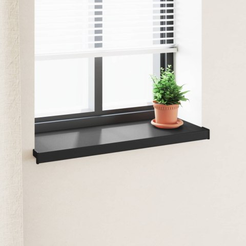 VidaXL Parapet okienny Czarny z rysunkiem drewna 100 x 30 x 4,5 cm PVC