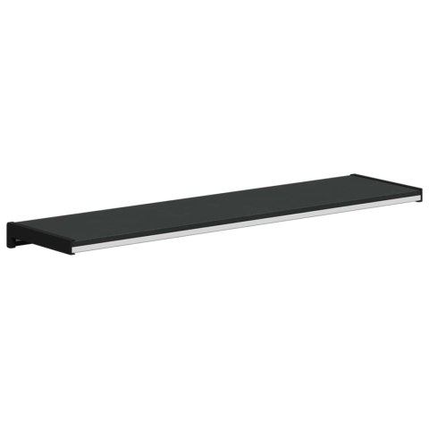 VidaXL Parapet okienny Czarny z rysunkiem drewna 60 x 20 x 4,5 cm PVC