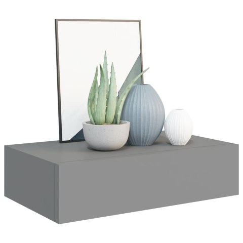 PÓŁKA ŚCIENNA Z SZUFLADĄ SZARA 40X235X10CM