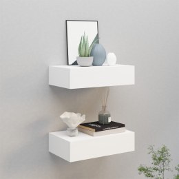 PÓŁKI ŚCIENNE Z SZUFLADĄ 2 SZT BIAŁE 40X235X10CM