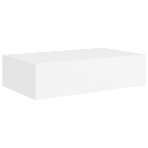 PÓŁKI ŚCIENNE Z SZUFLADĄ 2 SZT BIAŁE 40X235X10CM