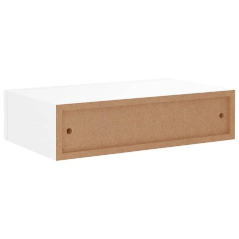PÓŁKI ŚCIENNE Z SZUFLADĄ 2 SZT BIAŁE 40X235X10CM