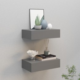 PÓŁKI ŚCIENNE Z SZUFLADĄ 2 SZT SZARE 40X235X10CM