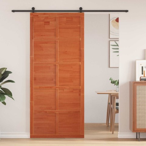 VidaXL Drzwi do stodoły Sosna woskowana 80 x 2,5 x 208 cm