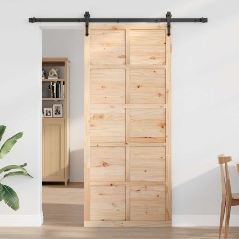 VidaXL Drzwi do stodoły naturalny 80 x 2,5 x 208 cm