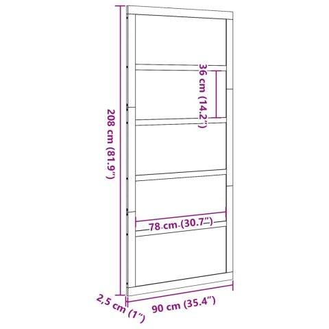 VidaXL Drzwi do stodoły naturalny 80 x 2,5 x 208 cm