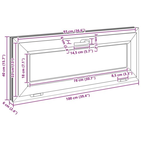 VidaXL Okno piwniczne RISOR 100 x 40 cm PVC i szkło Biały