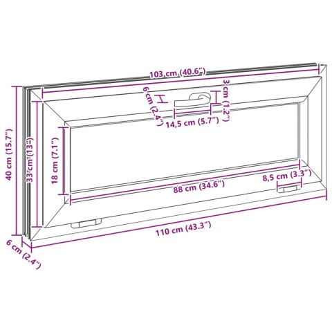 VidaXL Okno piwniczne RISOR 110 x 40 cm PVC i szkło Biały