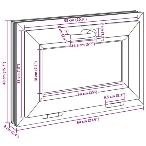 VidaXL Okno piwniczne RISOR 60 x 40 cm PVC i szkło Biały