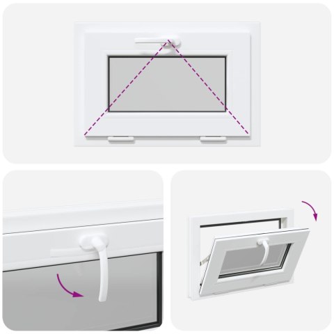 VidaXL Okno piwniczne RISOR 60 x 40 cm PVC i szkło Biały