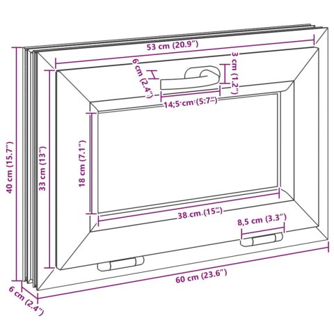 VidaXL Okno piwniczne RISOR 60 x 40 cm PVC i szkło Biały