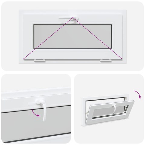 VidaXL Okno piwniczne RISOR 80 x 40 cm PVC i szkło Biały