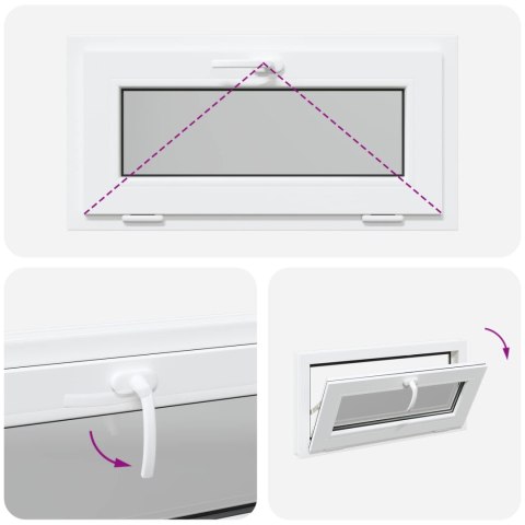 VidaXL Okno piwniczne RISOR 80 x 40 cm PVC i szkło Biały