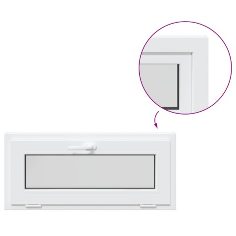 VidaXL Okno piwniczne RISOR 90 x 40 cm PVC i szkło Biały