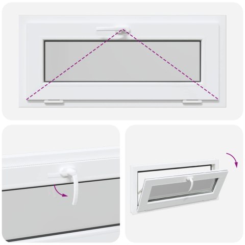 VidaXL Okno piwniczne RISOR 90 x 40 cm PVC i szkło Biały