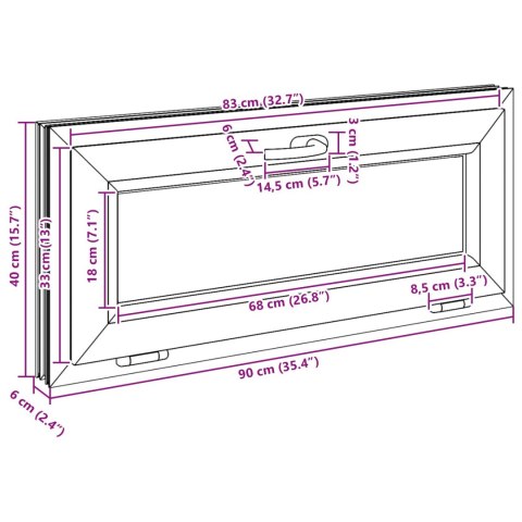 VidaXL Okno piwniczne RISOR 90 x 40 cm PVC i szkło antracytowy