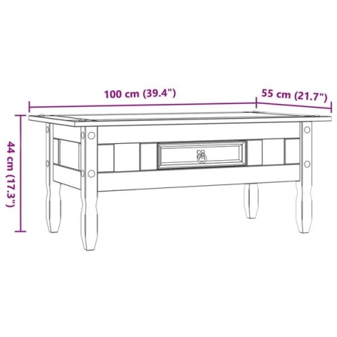 STOLIK KAWOWY W MEKSYKAŃSKIM STYLU CORONA SOSNA 100X60X45CM