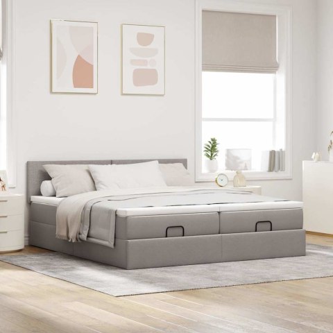 VidaXL Rama łóżka otomana z materacami, taupe, 180x200 cm, tkanina