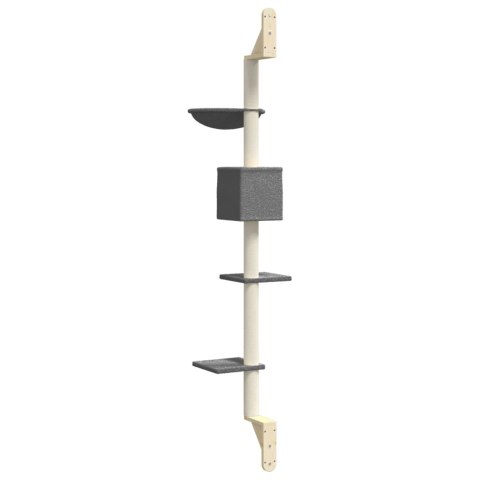 VidaXL Ścienne drzewko dla kota z drapakiem, ciemnoszare, 187 cm