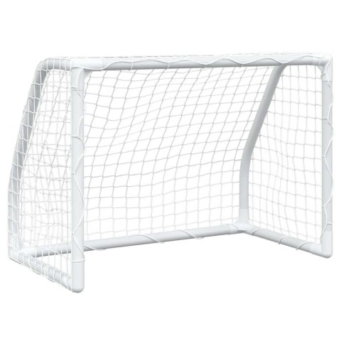 VidaXL Bramki do piłki nożnej dla dzieci, 2 szt. z piłką, białe, metal