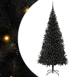 VidaXL Choinka z 300 diodami LED z podstawą Czarny 210 cm PVC