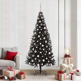 VidaXL Choinka z 300 diodami LED z podstawą Czarny 210 cm PVC