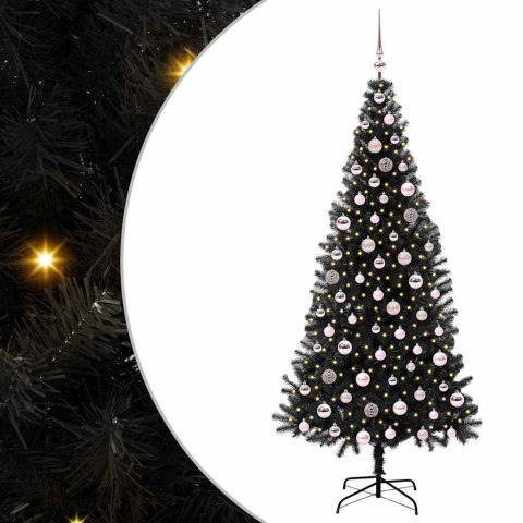 VidaXL Choinka z 300 diodami LED z podstawą Czarny 210 cm PVC