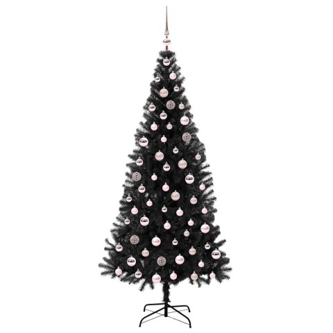 VidaXL Choinka z 300 diodami LED z podstawą Czarny 210 cm PVC