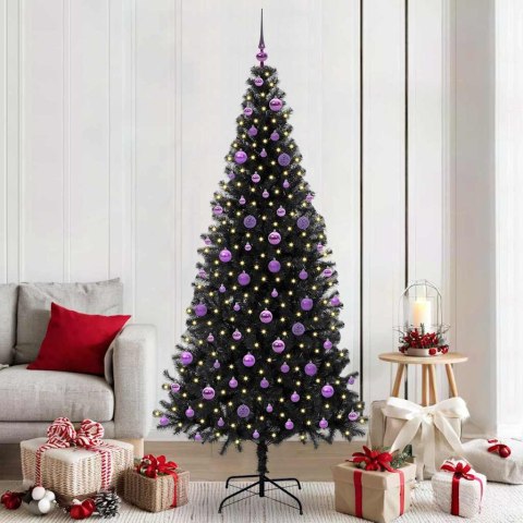 VidaXL Choinka z 300 diodami LED z podstawą Czarny 210 cm PVC