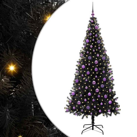 VidaXL Choinka z 300 diodami LED z podstawą Czarny 210 cm PVC