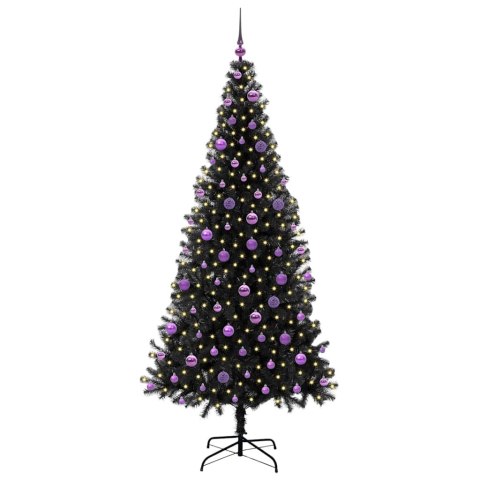 VidaXL Choinka z 300 diodami LED z podstawą Czarny 210 cm PVC